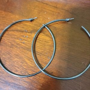 Earrings-Gun Metal Hoops